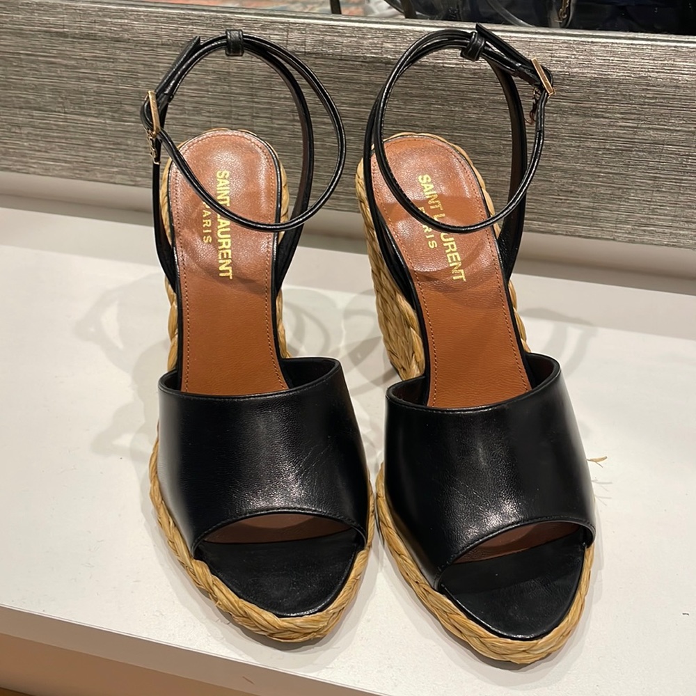 Saint Laurent Paloma, braided wedge heel sandals
